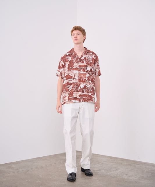 ANATOMICA HAWAIIAN SHIRT ALOHA TOWER / BROWN