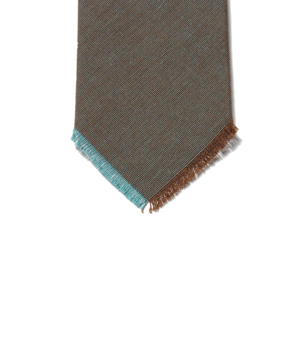 ANATOMICA HAND FRINGE TIE CHANGENG POPLYN / OLIVE