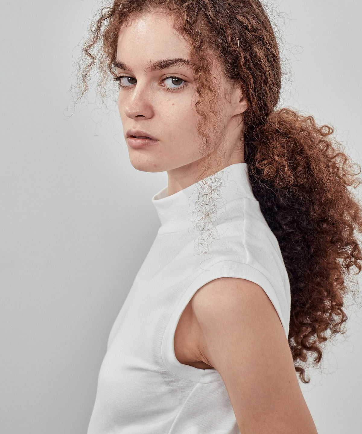 【 25SS 】ANATOMICA MOCK NECK TEE SLEEVELESS / WHITE