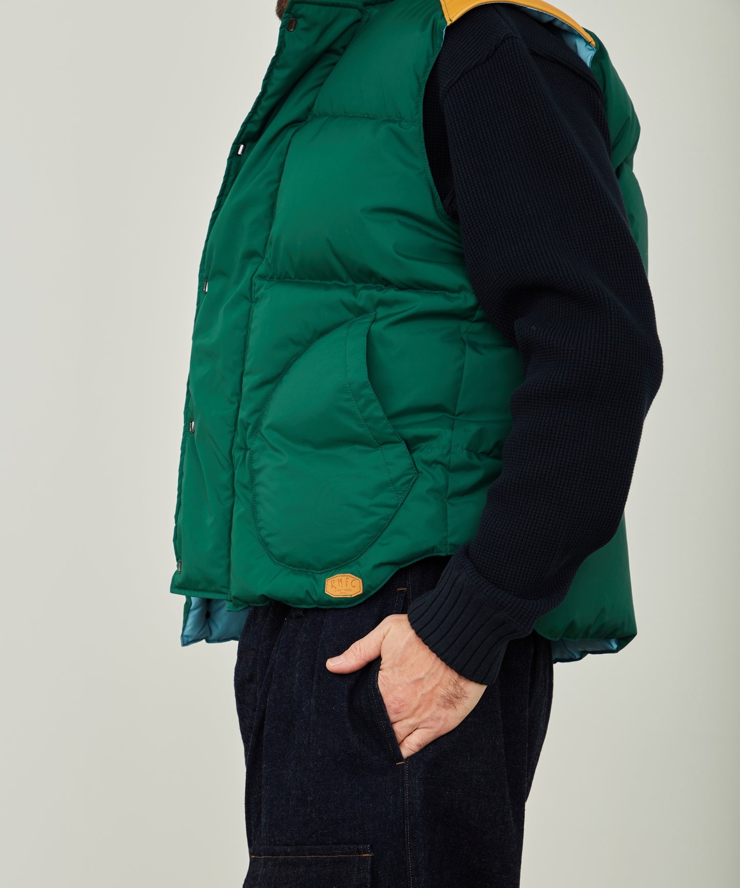 RMFC × Nigel Cabourn HERITAGE DOWN VEST CLIP / GREEN