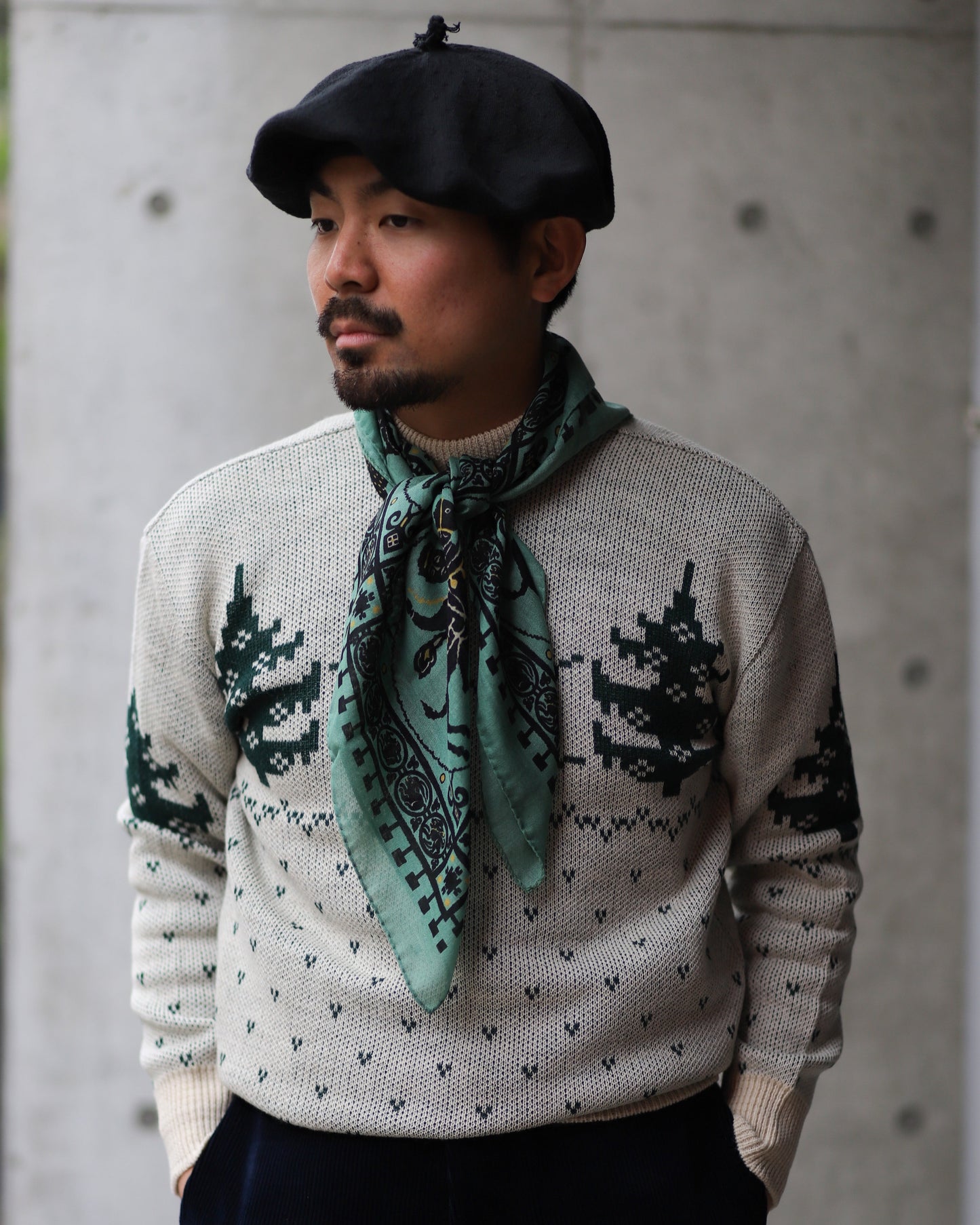 【 24FW 】ANATOMICA SQUARE SCARF MOSAIC ANIMALS / BURGUNDY