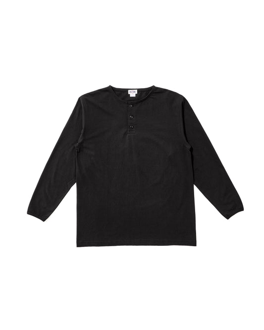 【 26SS 】BIGYANK HENLEY NECK LS  TEE / BLACK