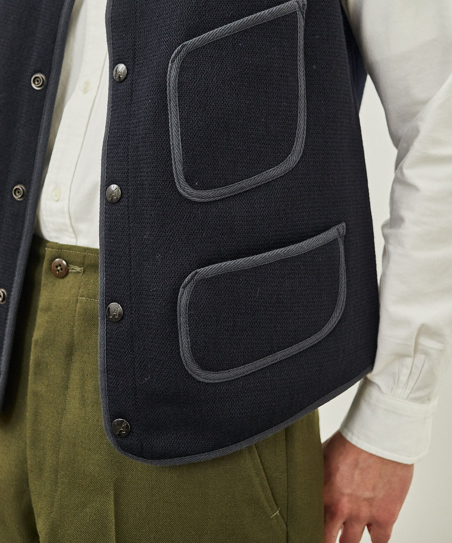 [21FW Restockage] Gilet de tissu Anatomica Beach / Navie sombre