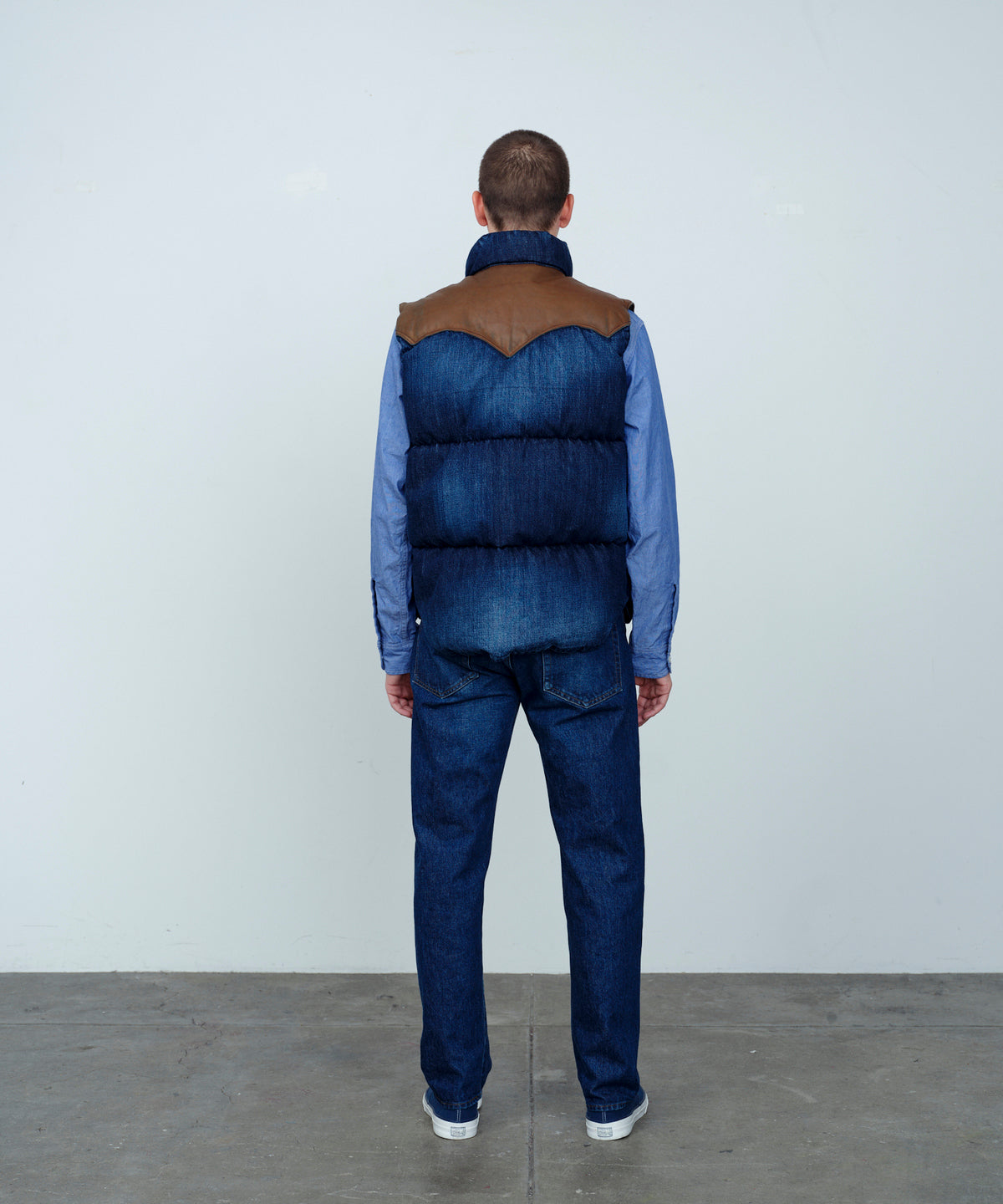 【 25FW PRE-ORDER 】RMFC HERITAGE DOWN VEST DENIM / DENIM INDIGO USED WASH