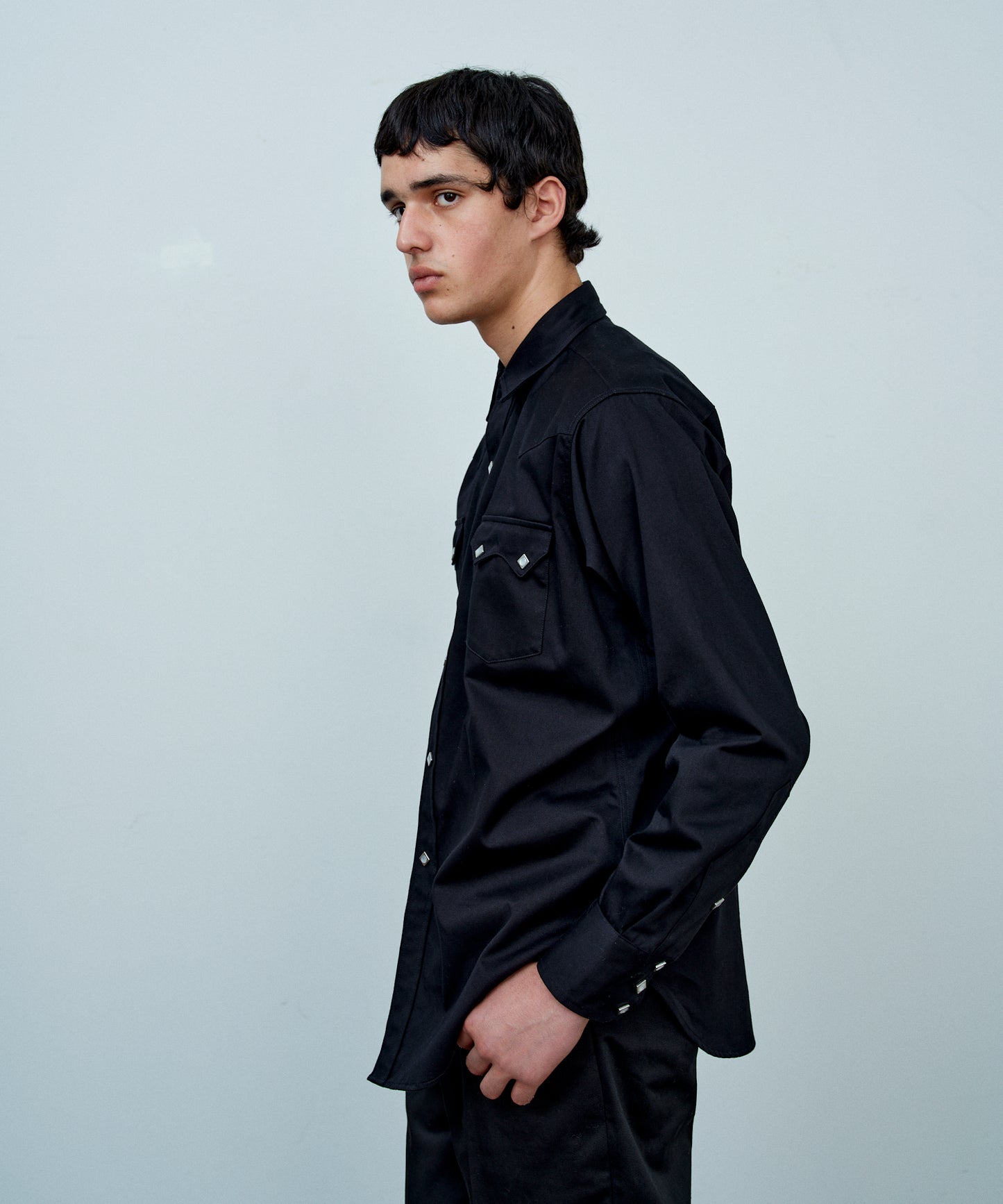 【 25FW 】ANATOMICA HARRISON SHIRT SATEEN / BLACK