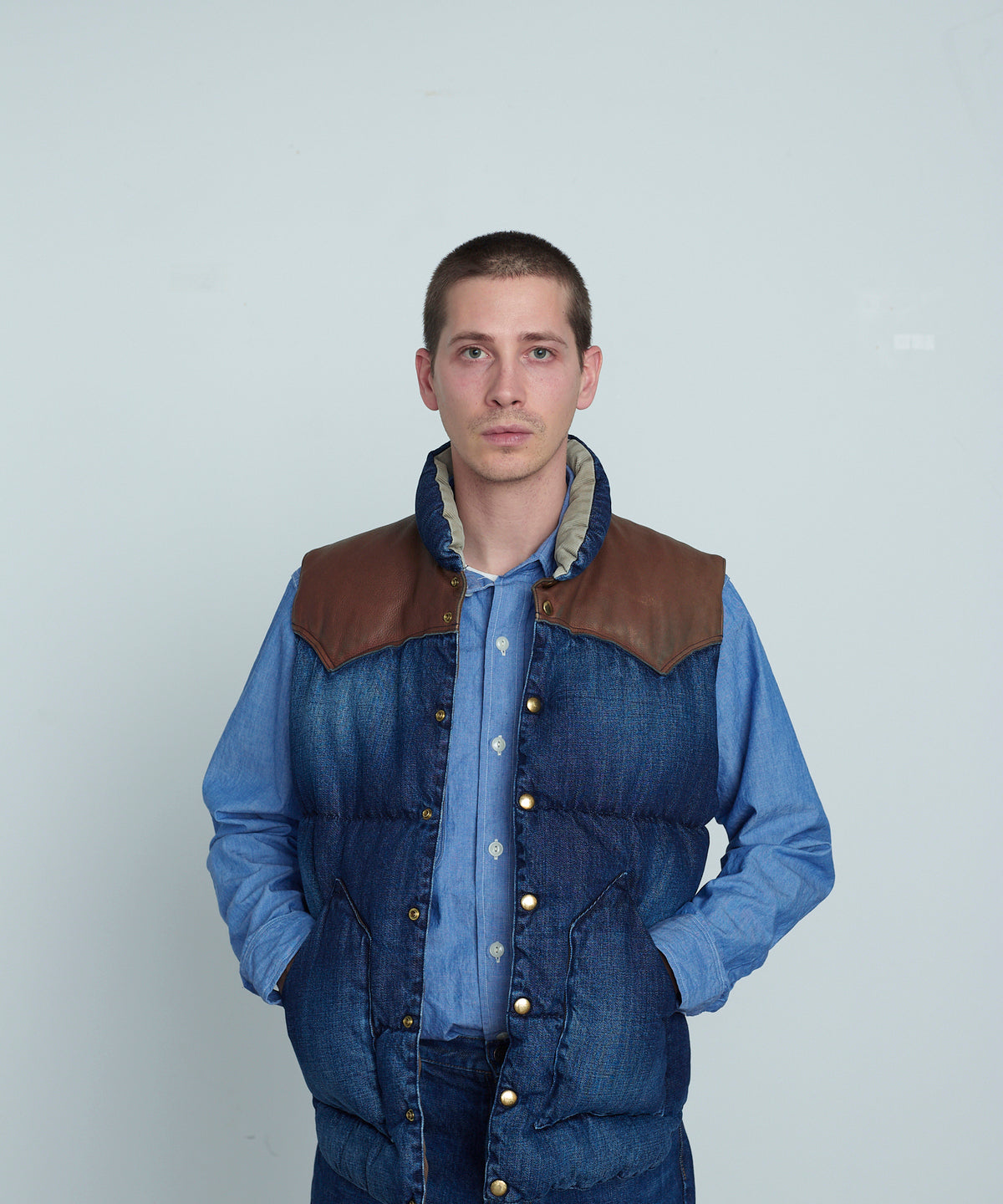 【 25FW PRE-ORDER 】RMFC HERITAGE DOWN VEST DENIM / DENIM INDIGO USED WASH