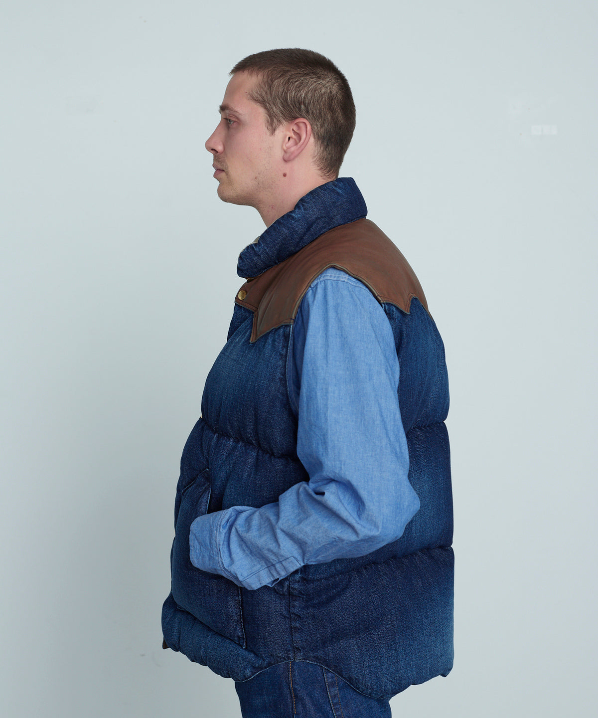 【 25FW PRE-ORDER 】RMFC HERITAGE DOWN VEST DENIM / DENIM INDIGO USED WASH