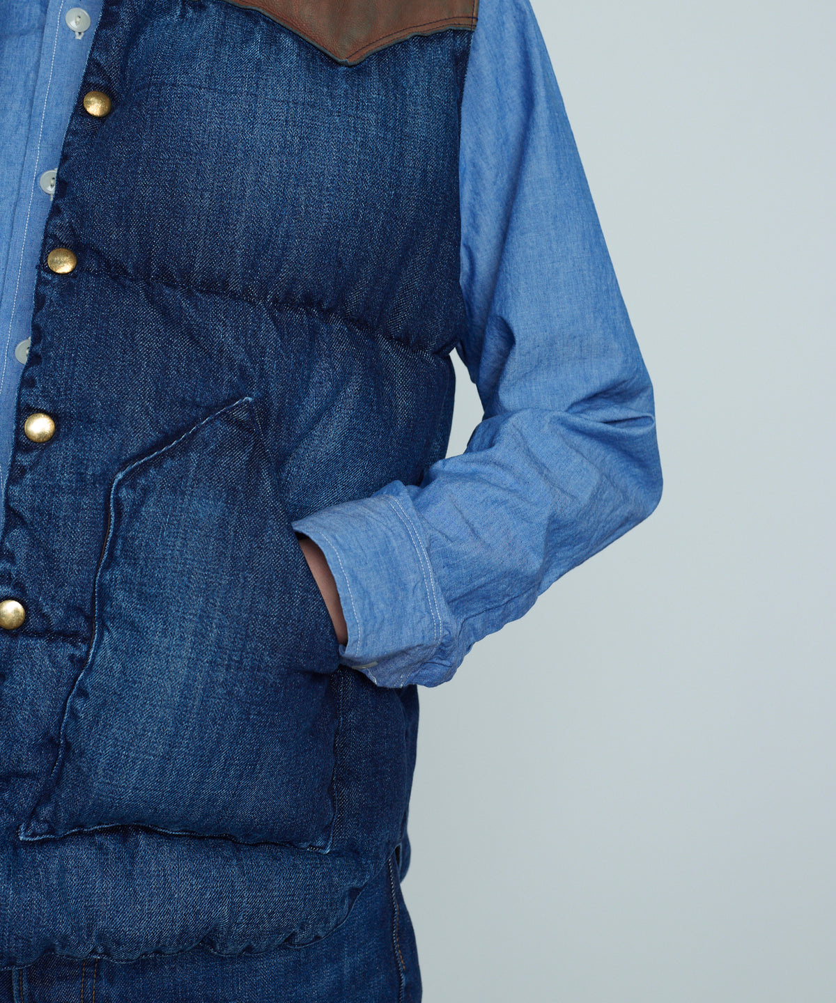 【 25FW PRE-ORDER 】RMFC HERITAGE DOWN VEST DENIM / DENIM INDIGO USED WASH