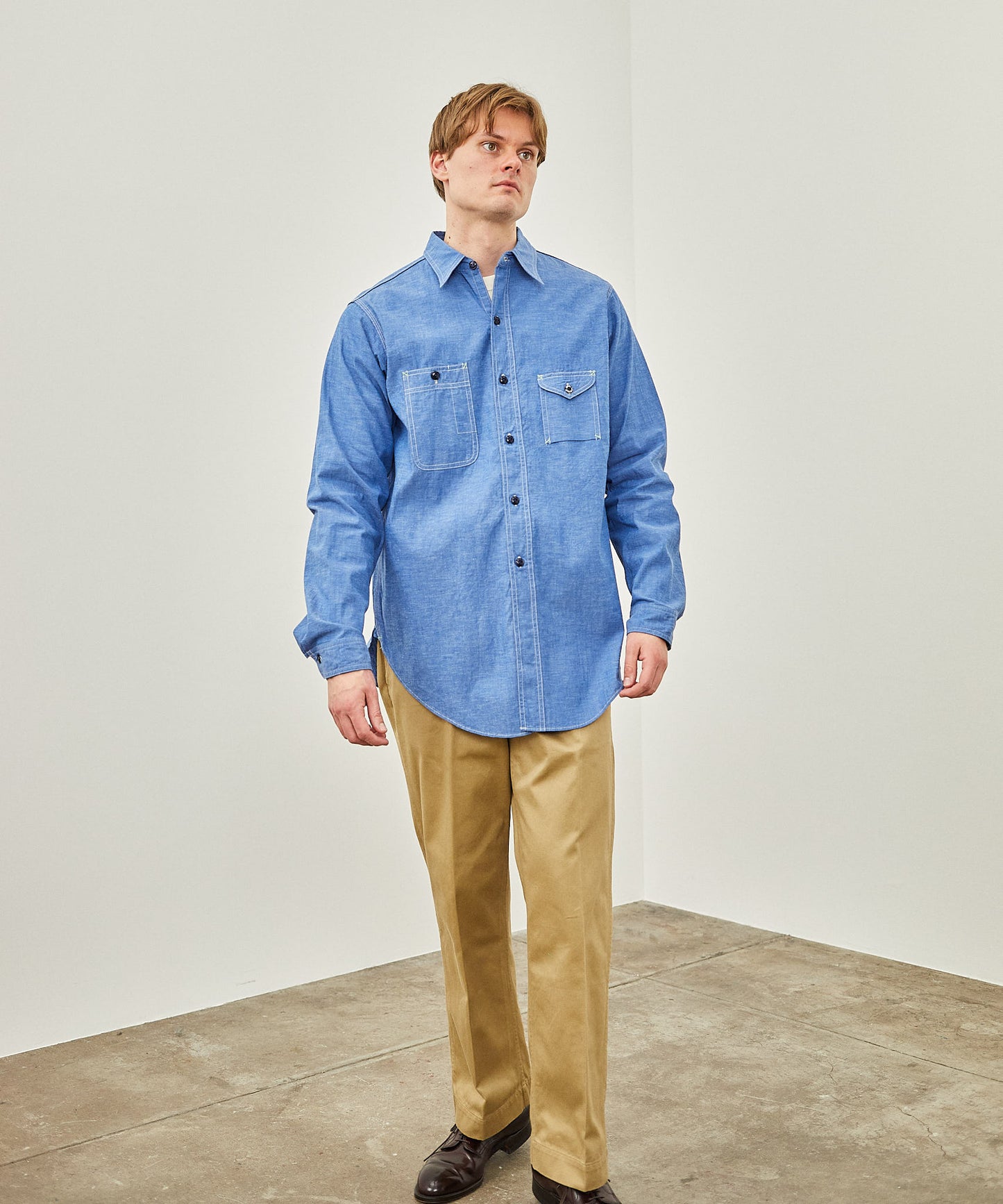 【 Restock 】BIGYANK M1935 WORK SHIRT CHAMBRAY / BLUE×GREY