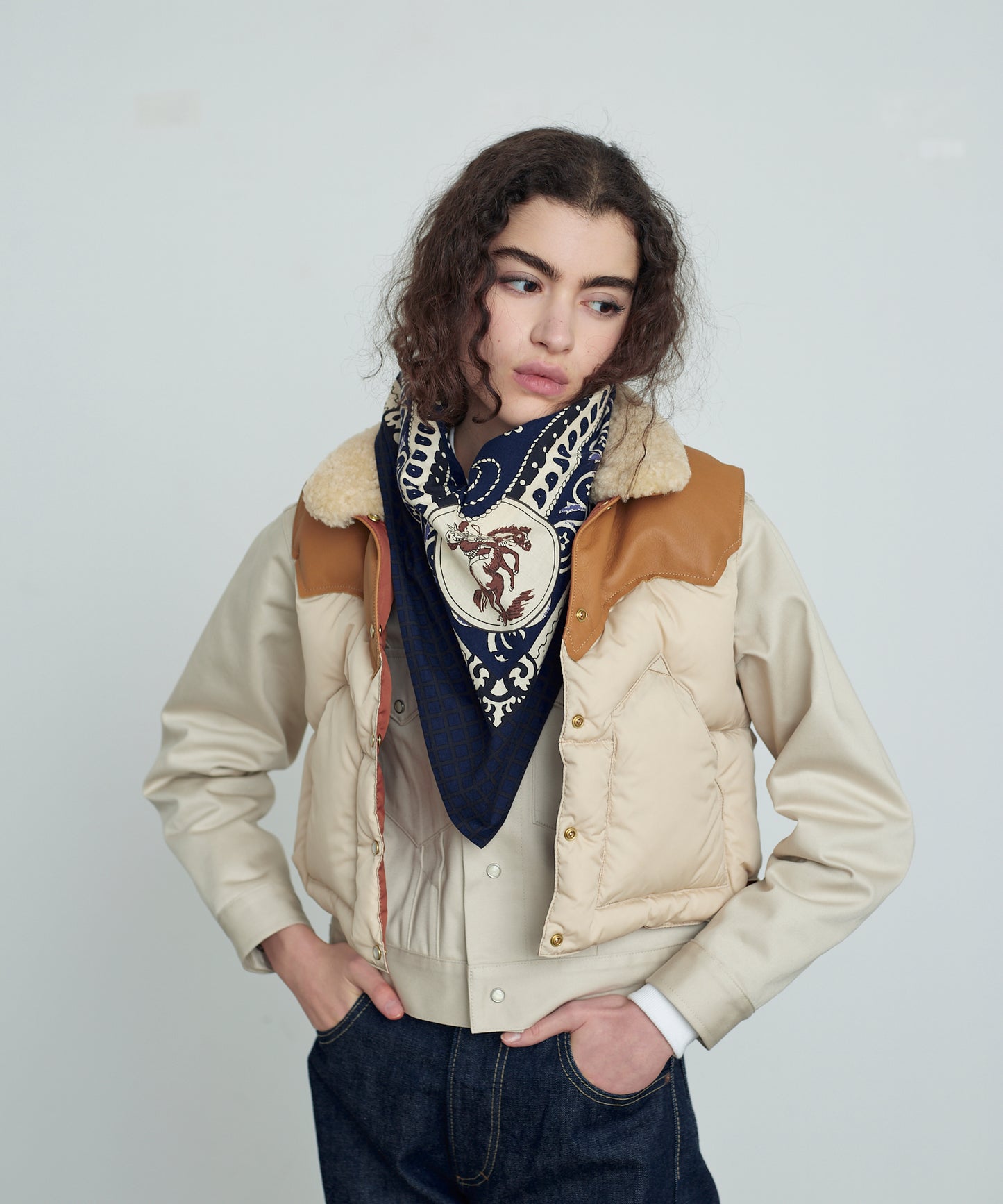 Anatomica緞面圍巾/ IK藍色