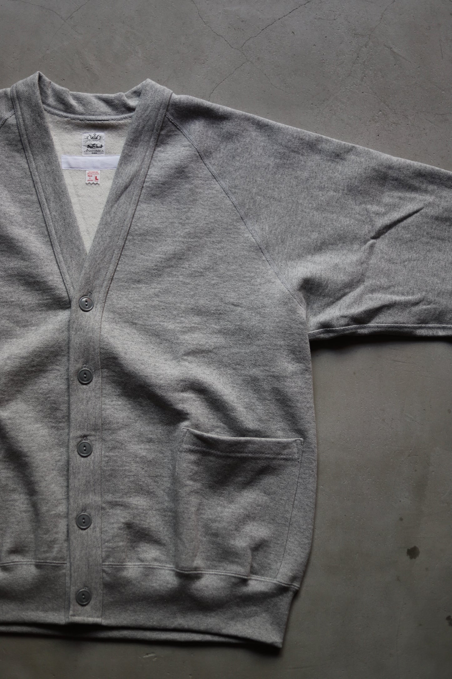 【 24FW 】ANATOMICA SWEAT RAGLAN CARDIGAN / GREY