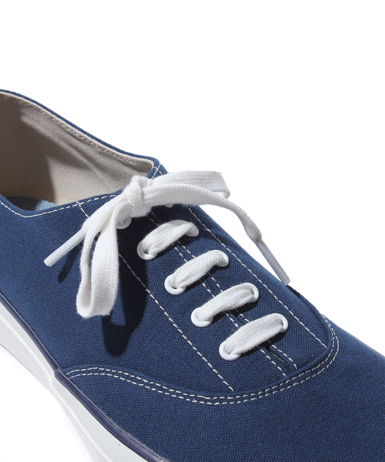 【 NEW PRICE 】WAKOUWA CANVAS OX LOW WHITE SOLE / NAVY