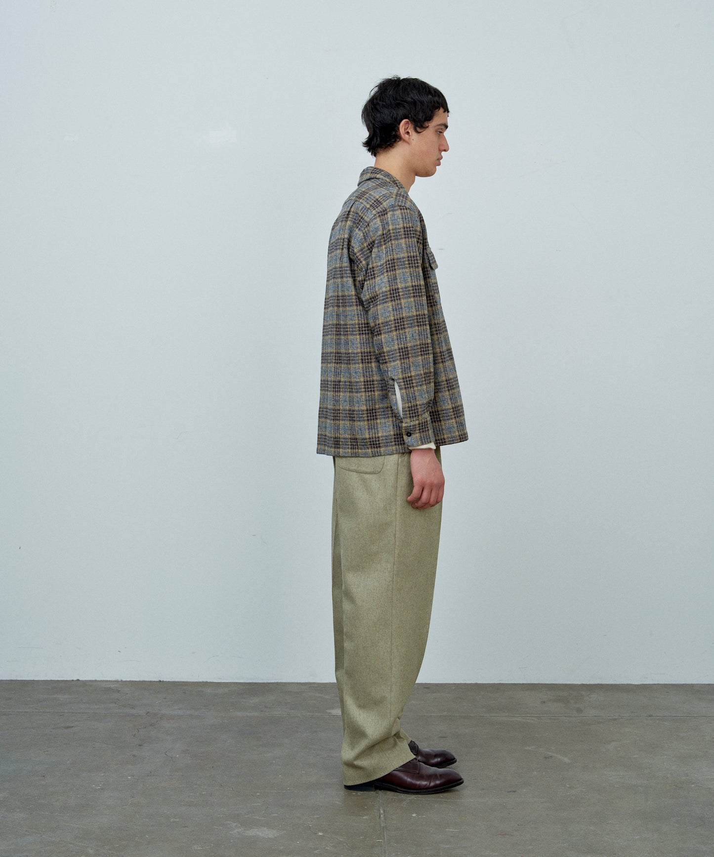 【 25FW 】BIGYANK ROGER SHIRT PLAID COTTON TWEED / GREY