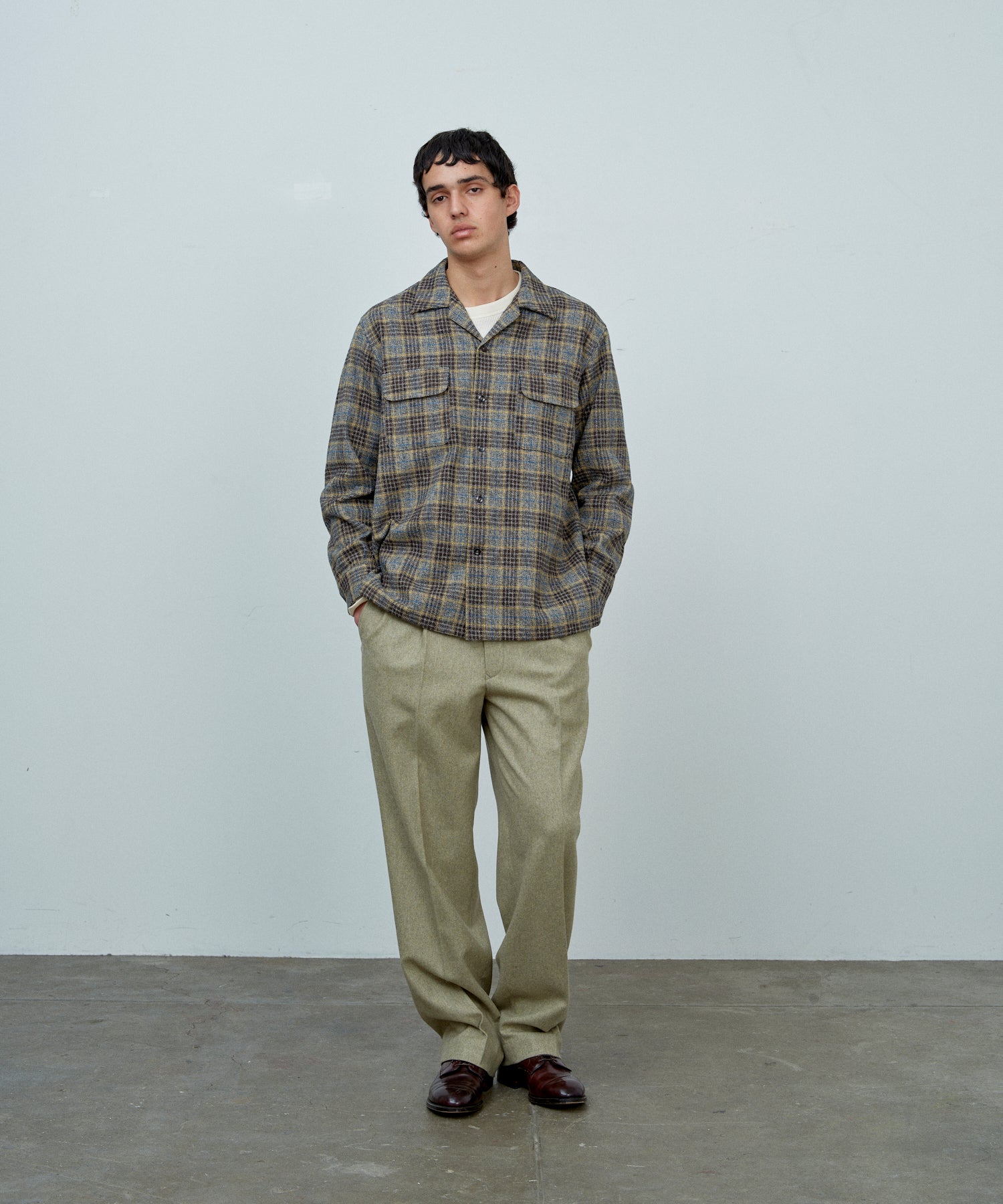25FW 】BIGYANK ROGER SHIRT PLAID COTTON TWEED / GREY – A'r11551