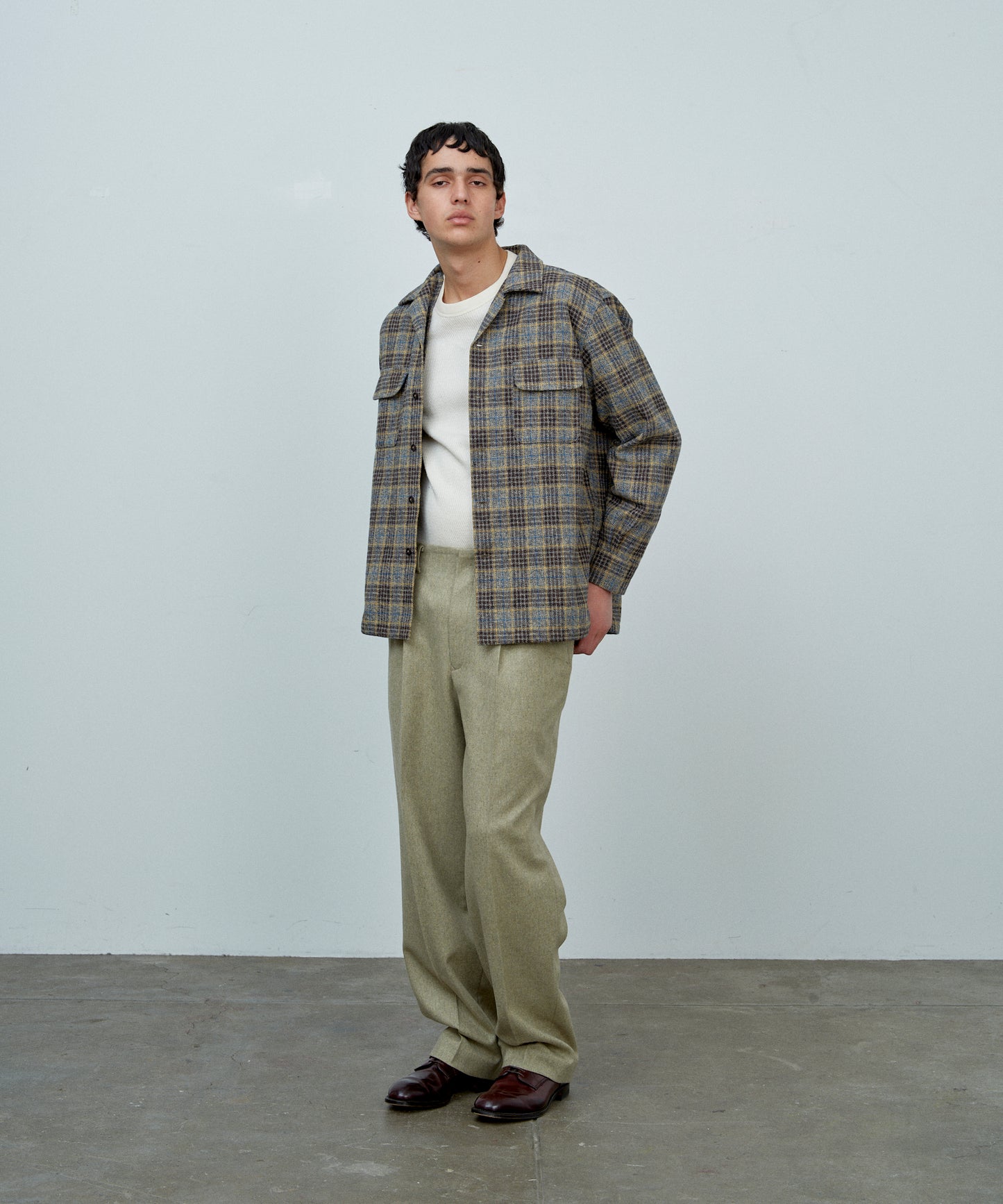【 25FW 】BIGYANK ROGER SHIRT PLAID COTTON TWEED / GREY