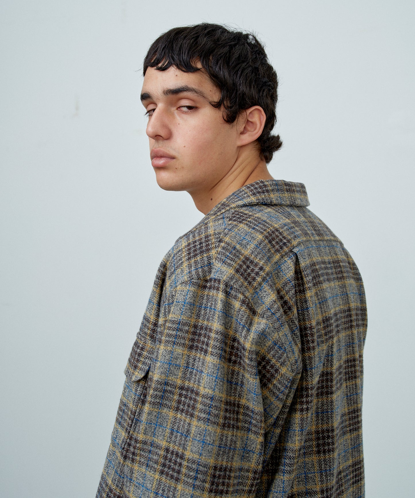 【 25FW 】BIGYANK ROGER SHIRT PLAID COTTON TWEED / GREY