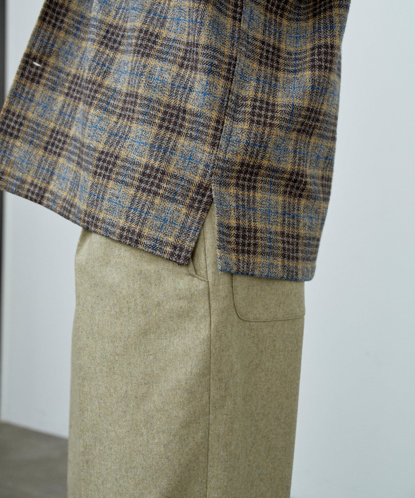 【 25FW 】BIGYANK ROGER SHIRT PLAID COTTON TWEED / GREY