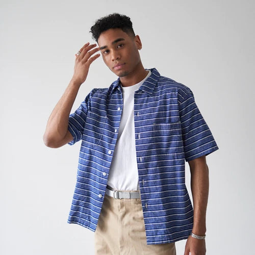 U54 QLS SHIRTS FUZZY BORDER / BLUE