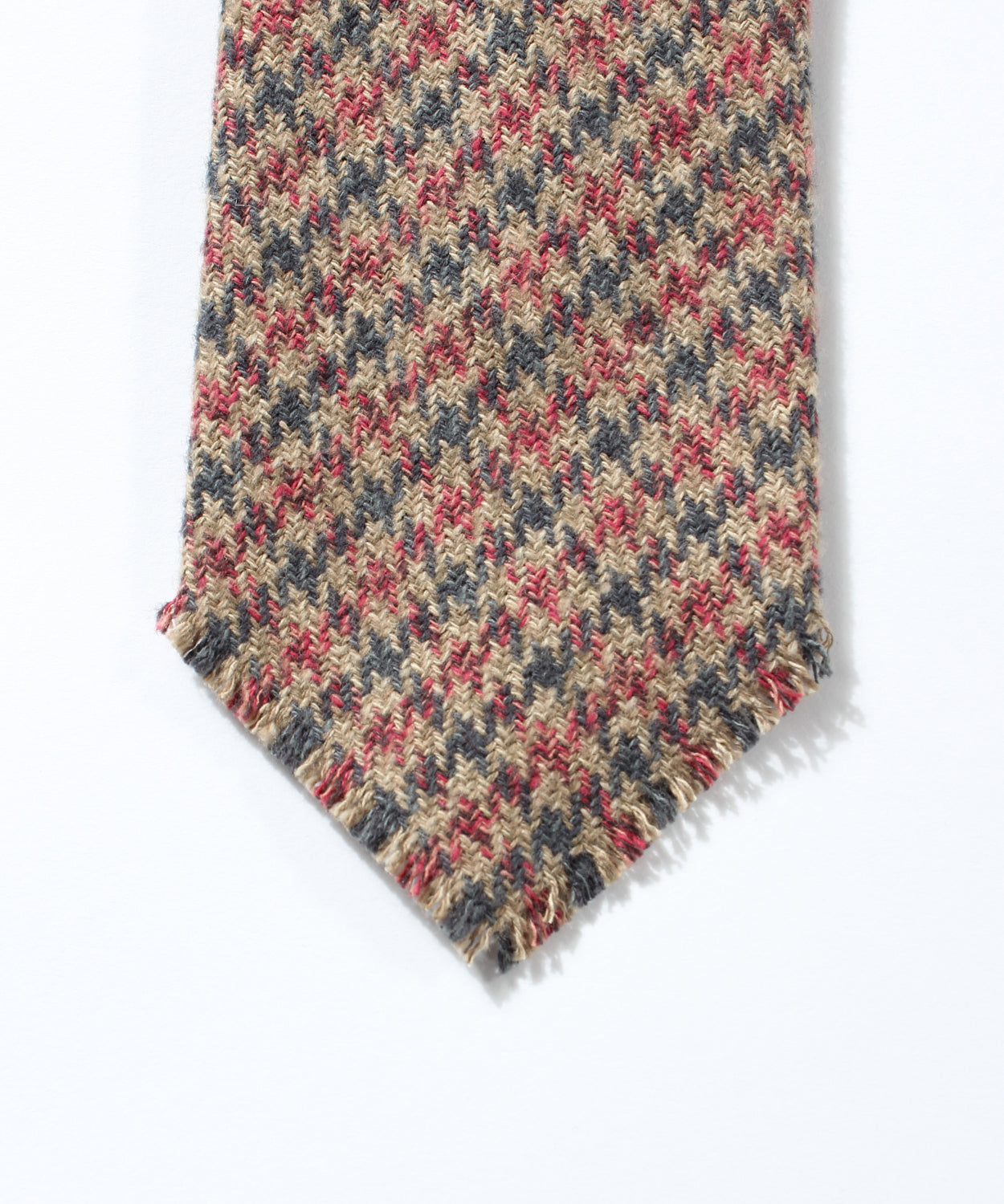 ANATOMICA HAND FRINGE TIE COTTON TWEED / PINK