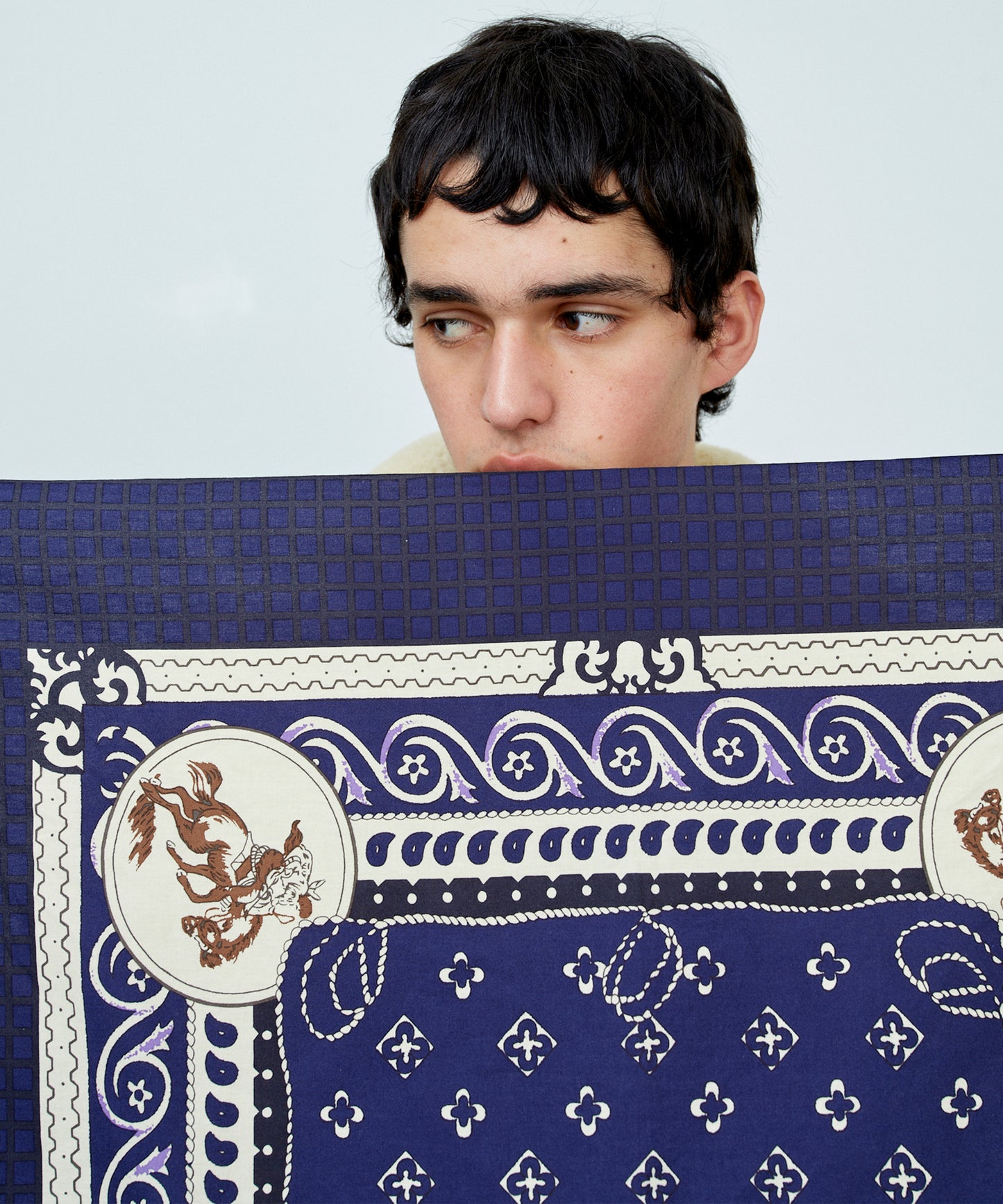 Anatomica緞面圍巾/ IK藍色