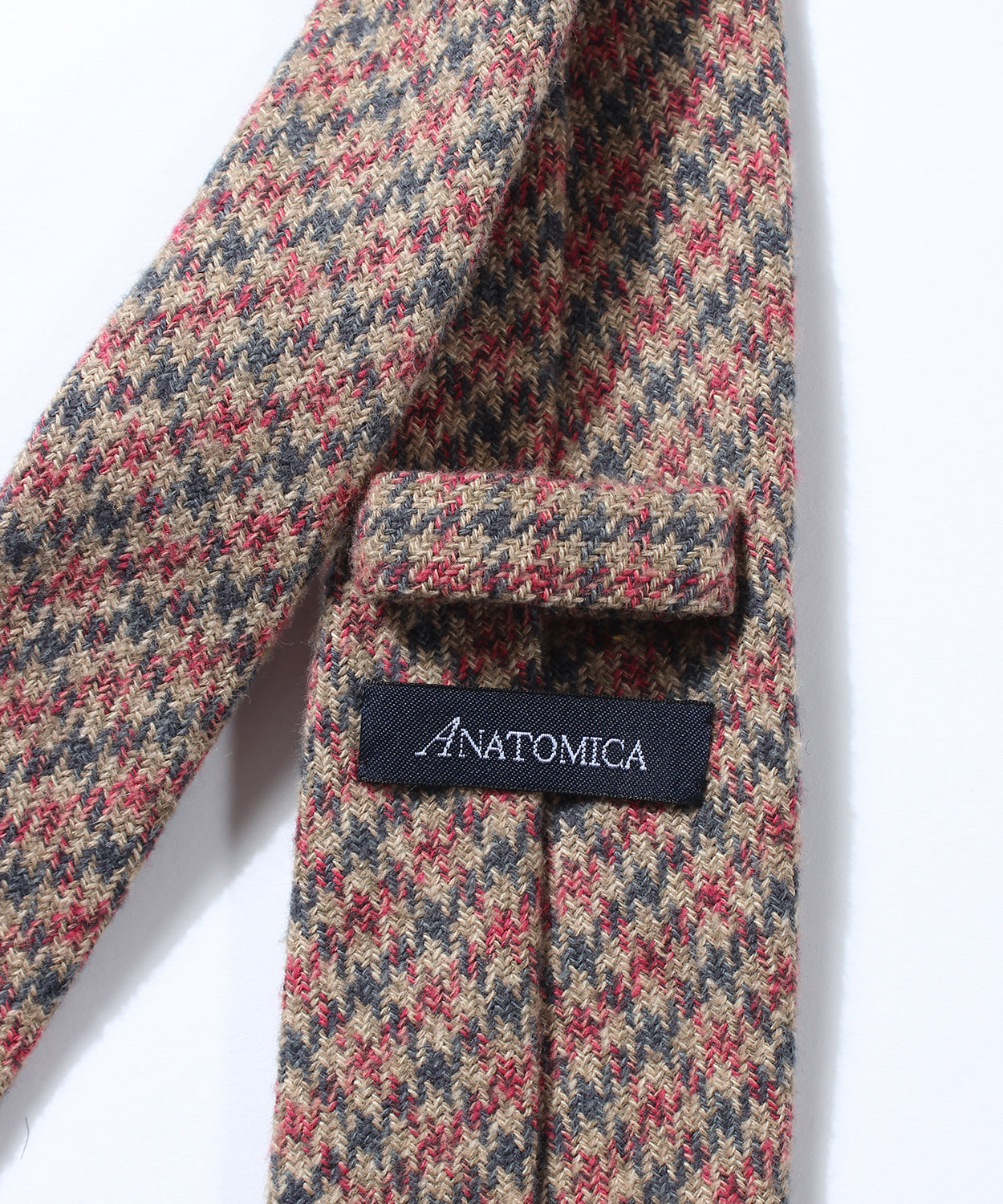 ANATOMICA HAND FRINGE TIE COTTON TWEED / PINK