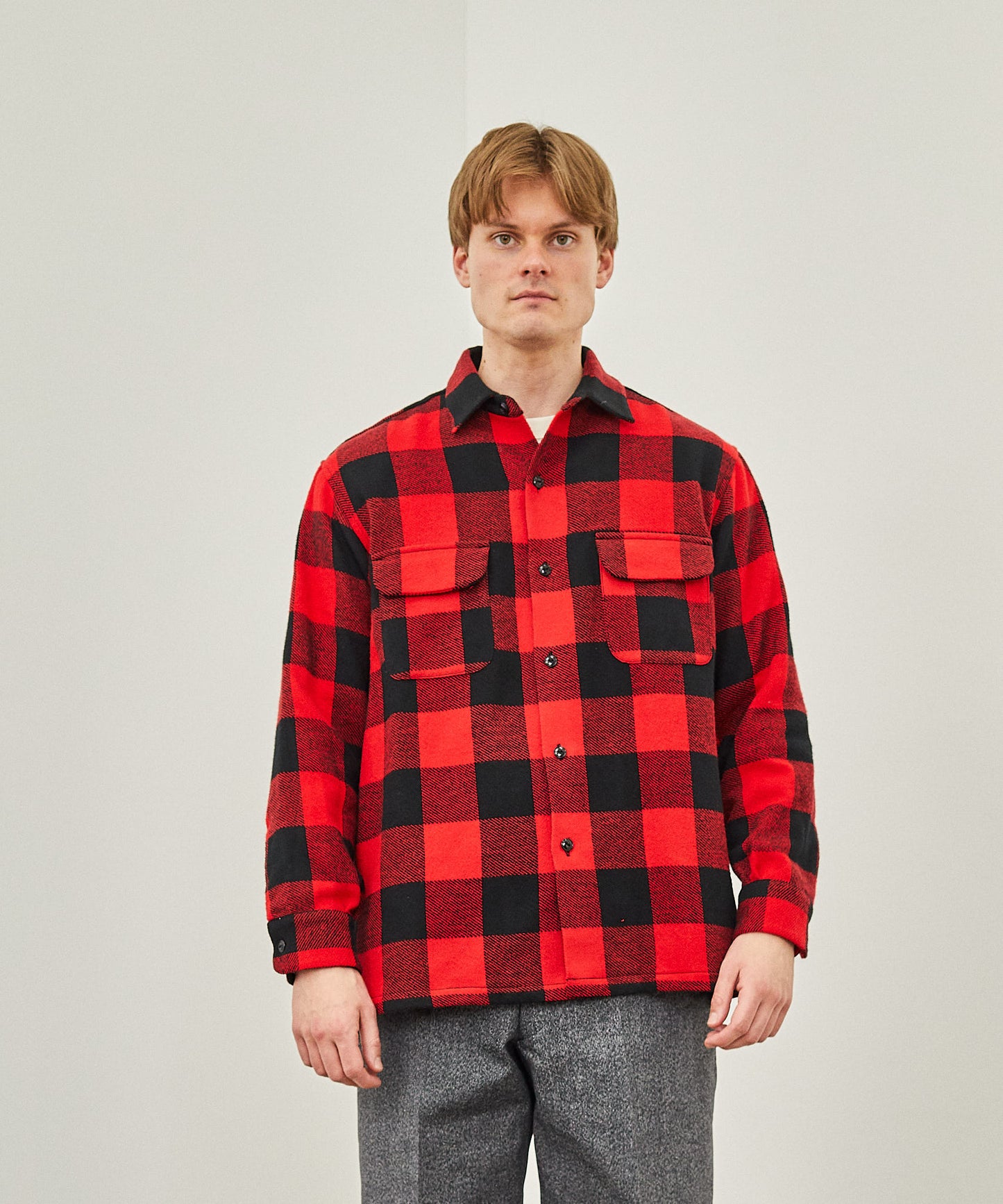 【 24FW 】BIGYANK ROGER SHIRT PLAID COTTON TWEED / RED