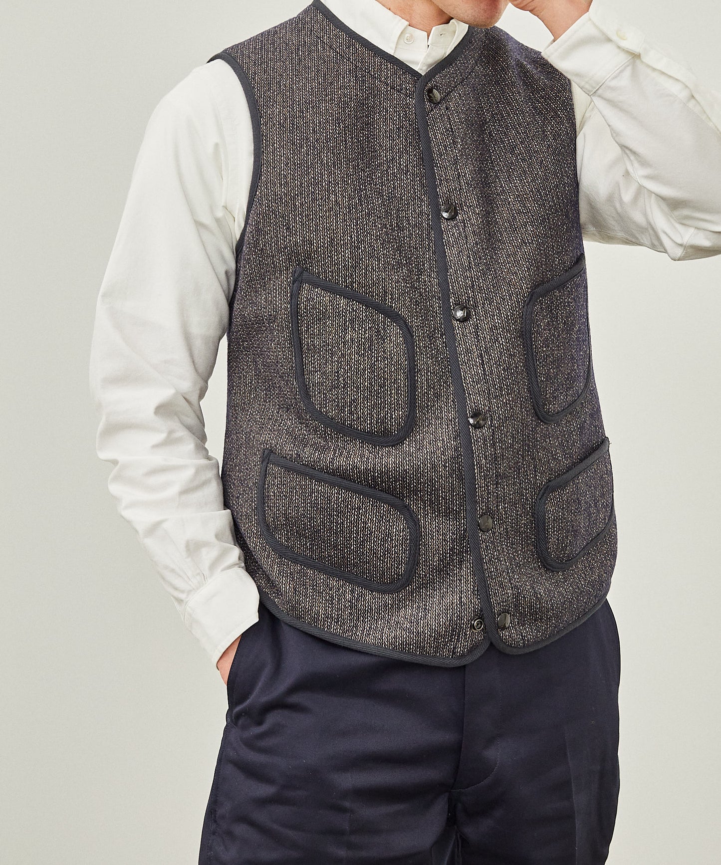 [21FW Restock] Anatomica Beach Cloth Vest / Salt & Pepper