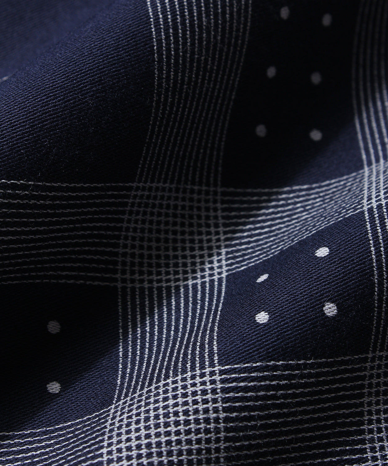 ANATOMICA SATIN SCARF STRIPE DOT / NAVY