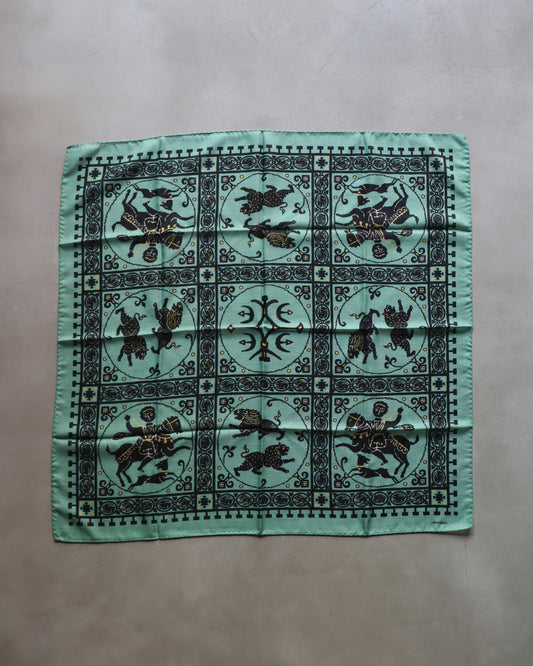 【 24FW 】ANATOMICA SQUARE SCARF MOSAIC ANIMALS / EMERALD