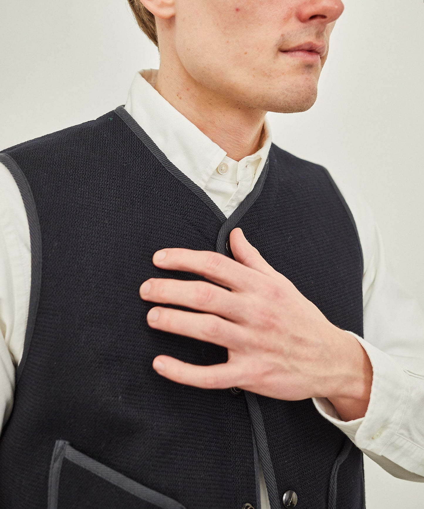 【 RESTOCK 】ANATOMICA BEACH CLOTH VEST / DARK NAVY