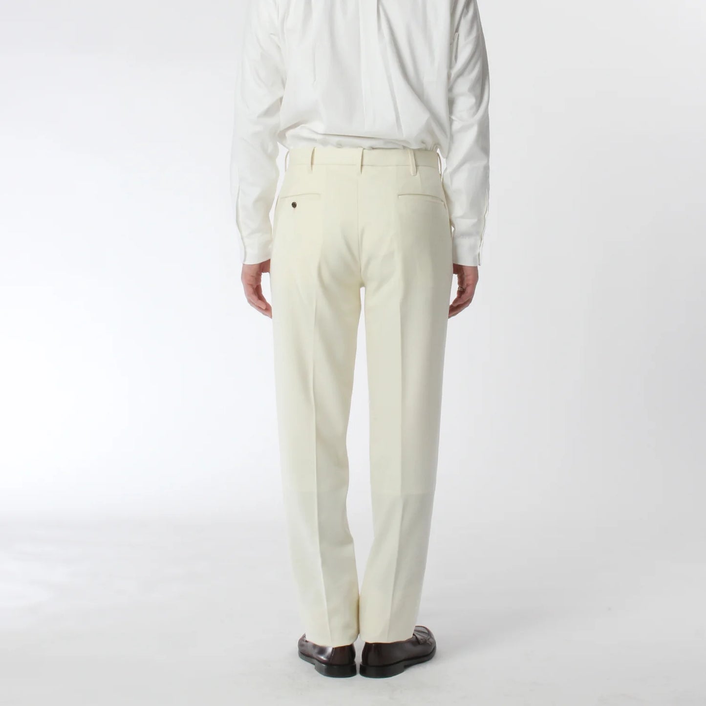 ANATOMICA TRIM STEM PANTS WOOL FLANNEL / IVORY