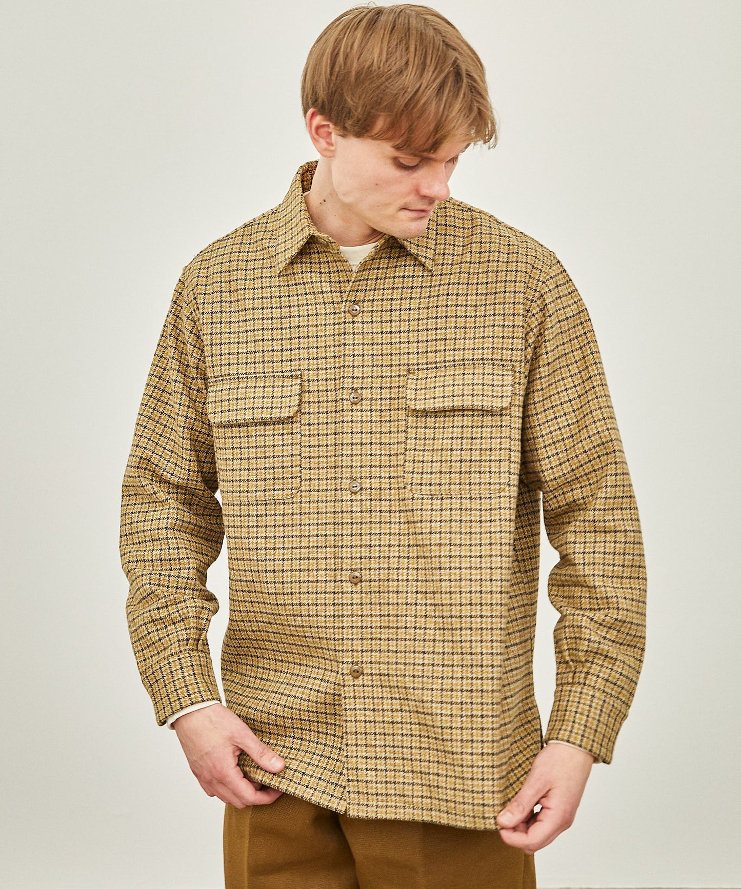 【 24FW 】BIGYANK ROGER SHIRT PLAID COTTON TWEED / BROWN