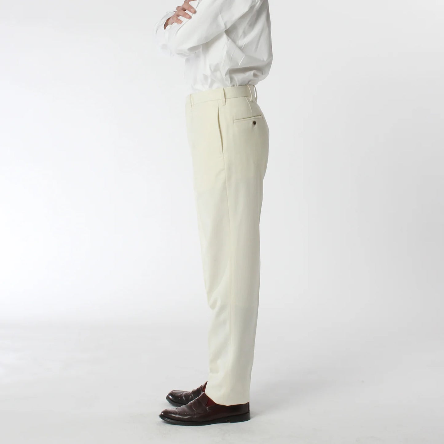ANATOMICA TRIM STEM PANTS WOOL FLANNEL / IVORY