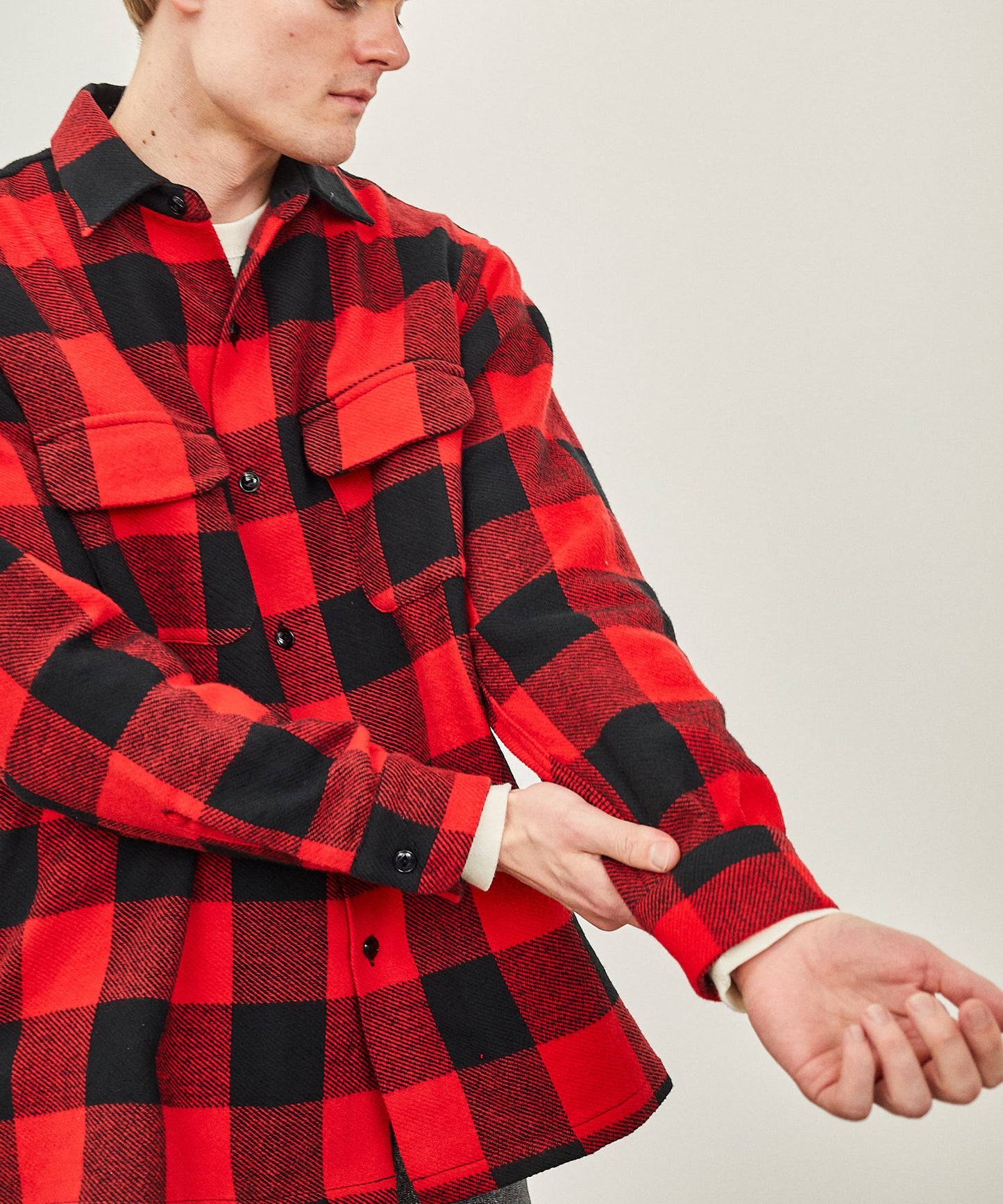 【 24FW 】BIGYANK ROGER SHIRT PLAID COTTON TWEED / RED