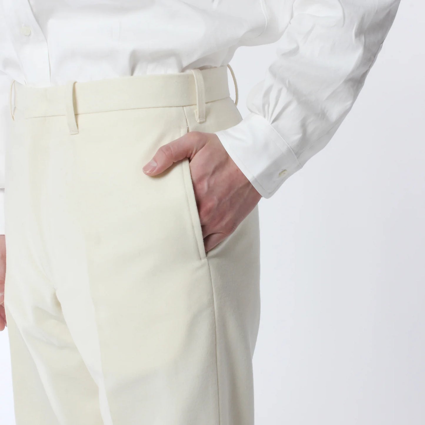 ANATOMICA TRIM STEM PANTS WOOL FLANNEL / IVORY