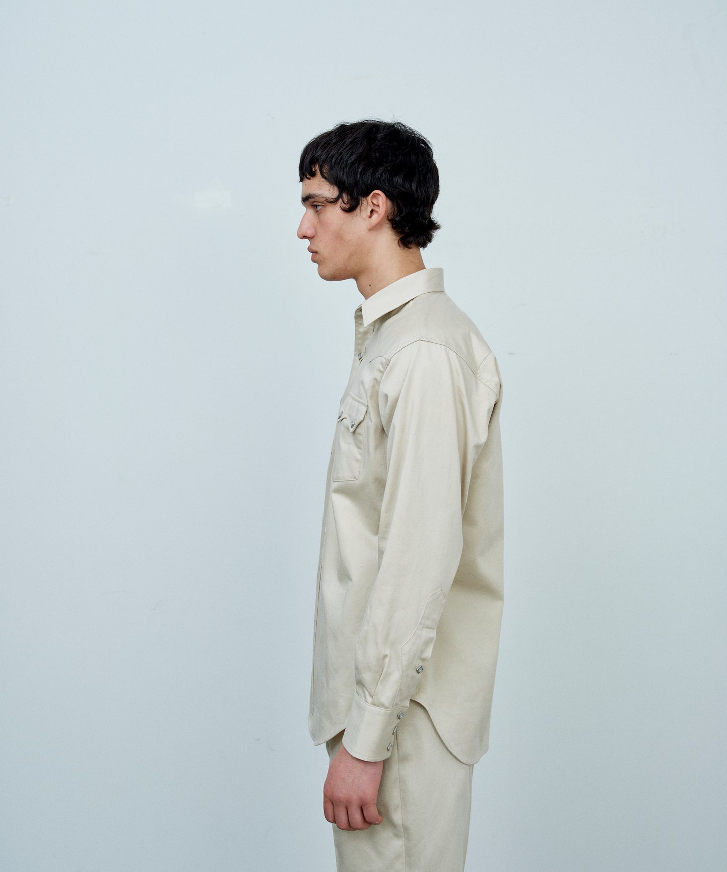 【 25FW 】ANATOMICA HARRISON SHIRT SATEEN / BEIGE