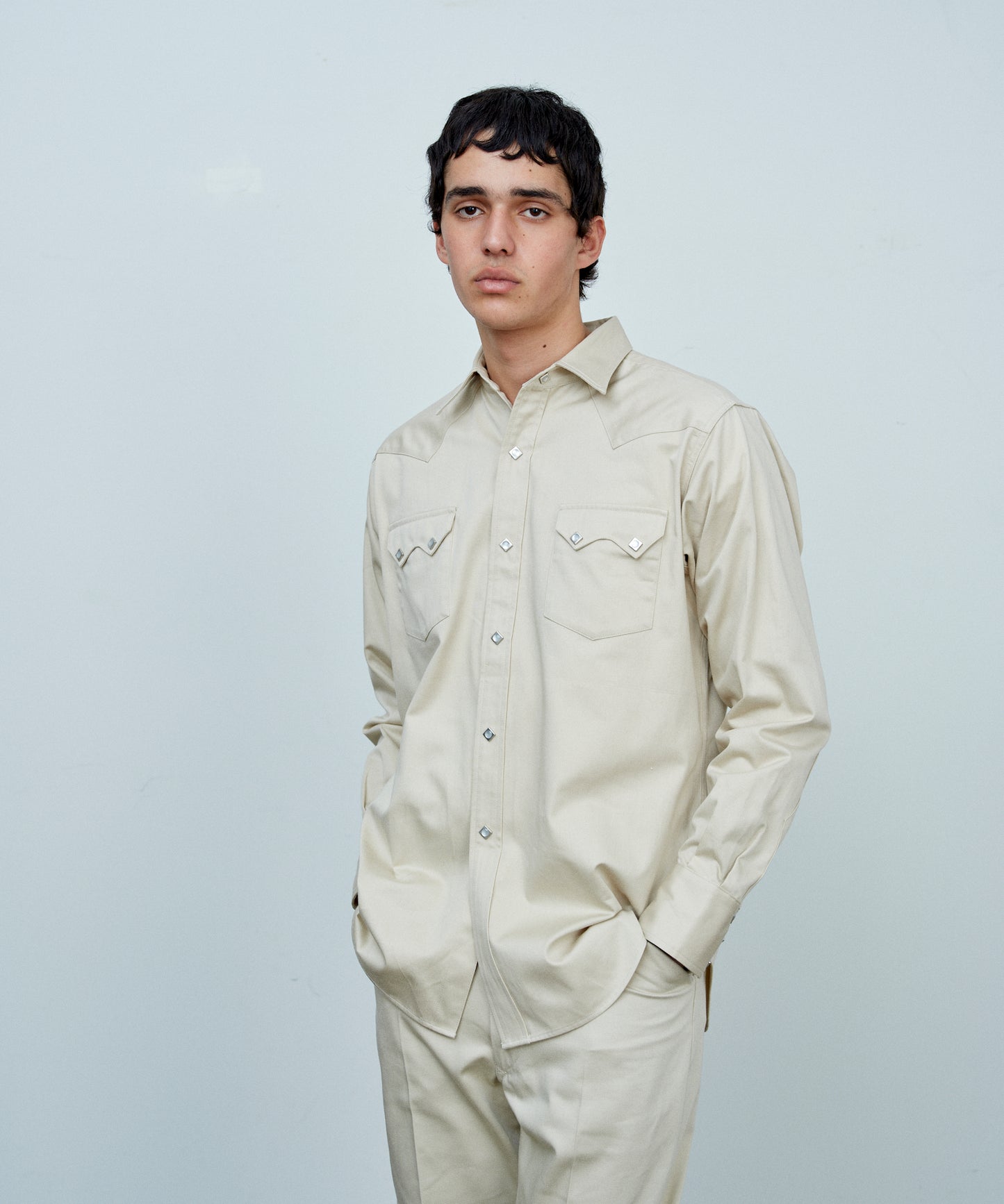 【 25FW 】ANATOMICA HARRISON SHIRT SATEEN / BEIGE