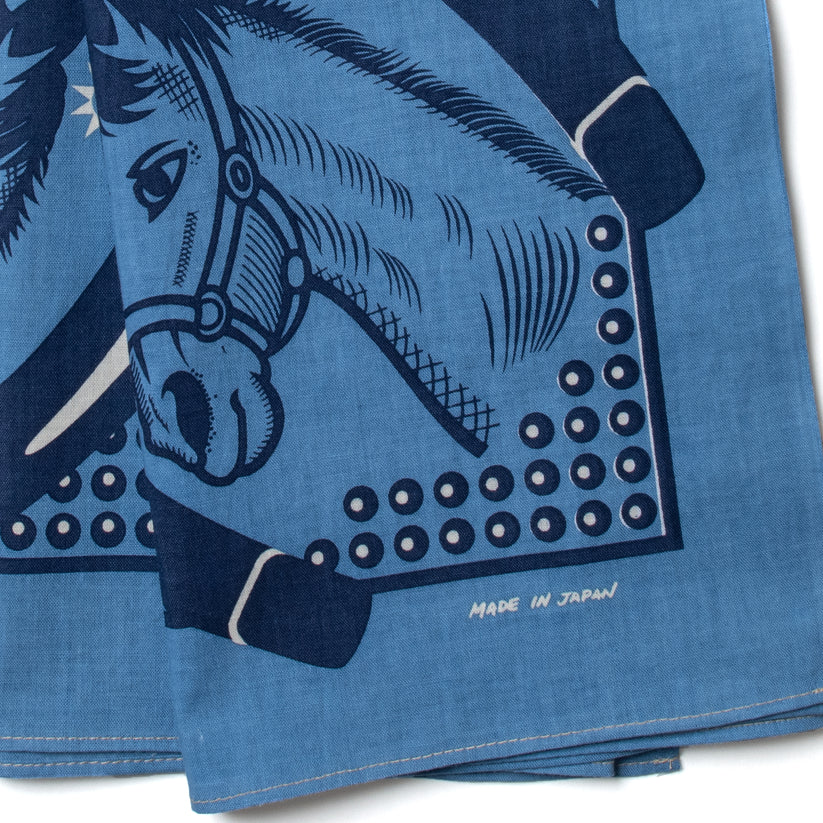 【 25FW 】ONE EAR BRAND HORSE SCARF / BLUE