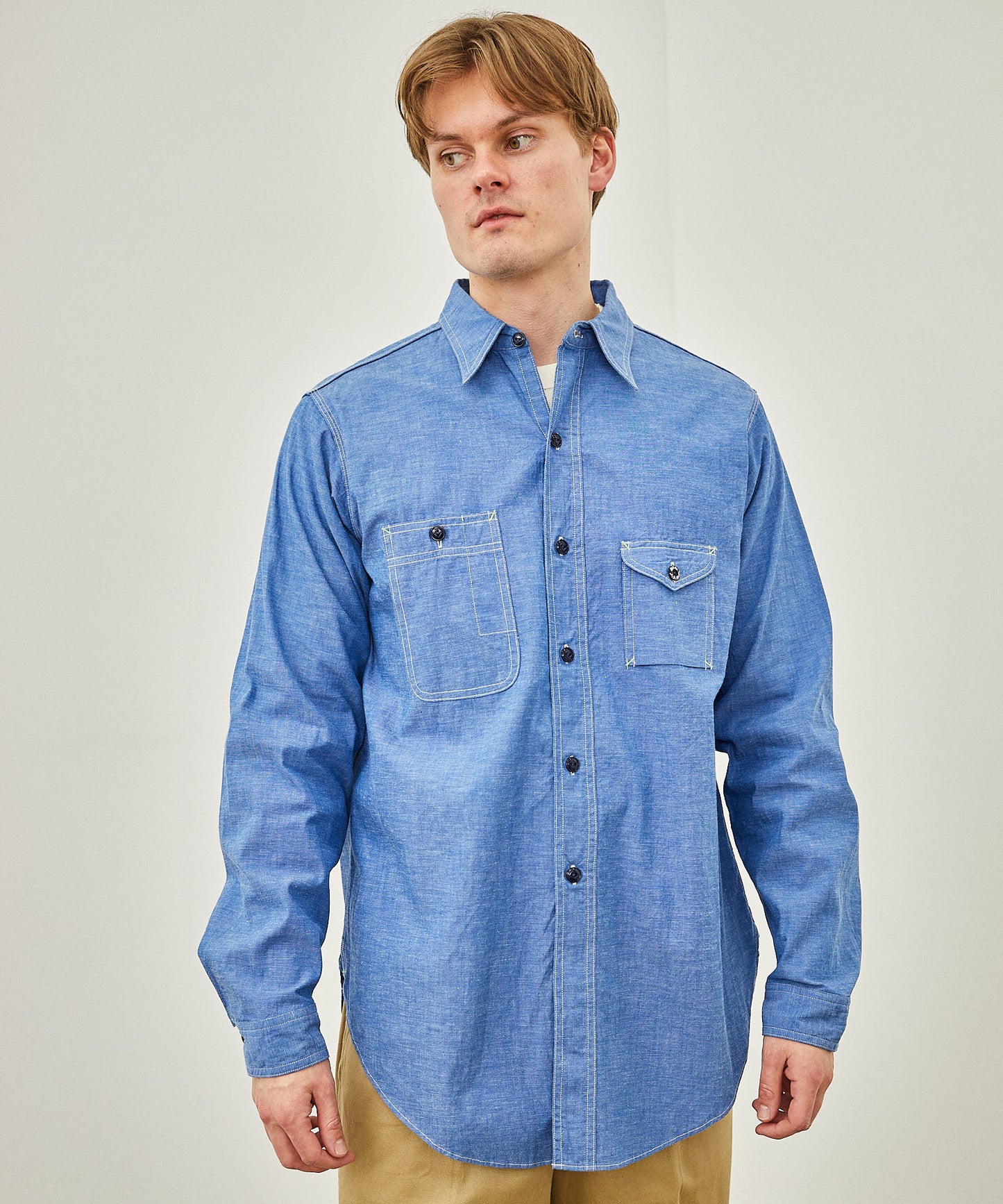 【 Restock 】BIGYANK M1935 WORK SHIRT CHAMBRAY / BLUE×GREY