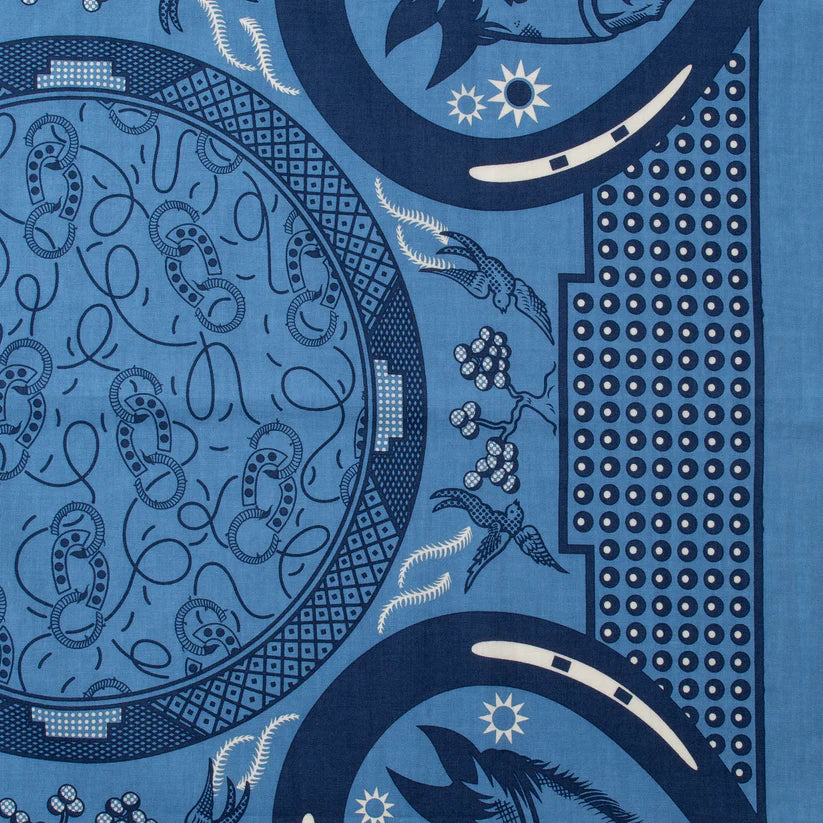 【 25FW 】ONE EAR BRAND HORSE SCARF / BLUE