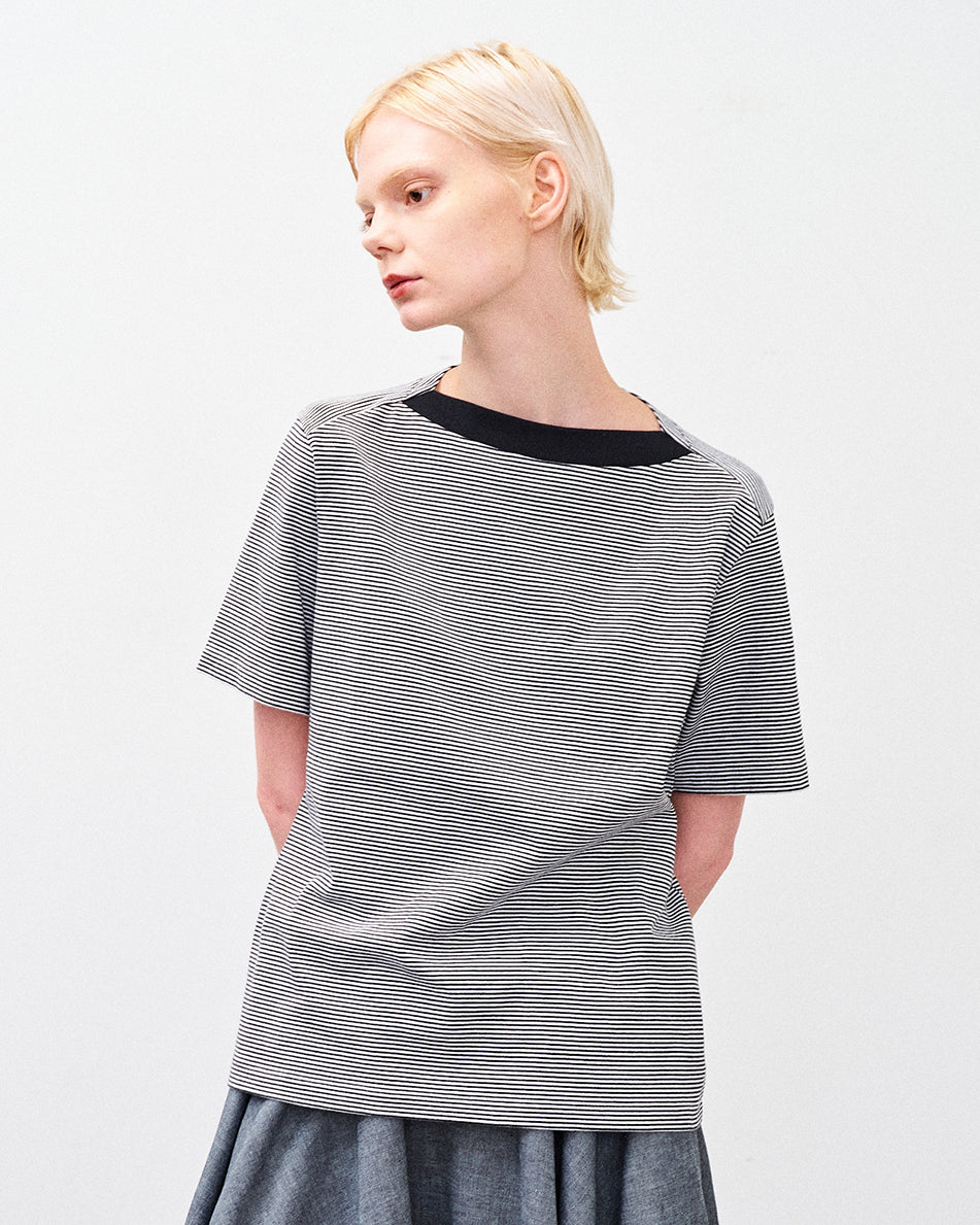 【 26SS 】ANATOMICA LADIES BRIGITTE TEE BORDER / BLACK