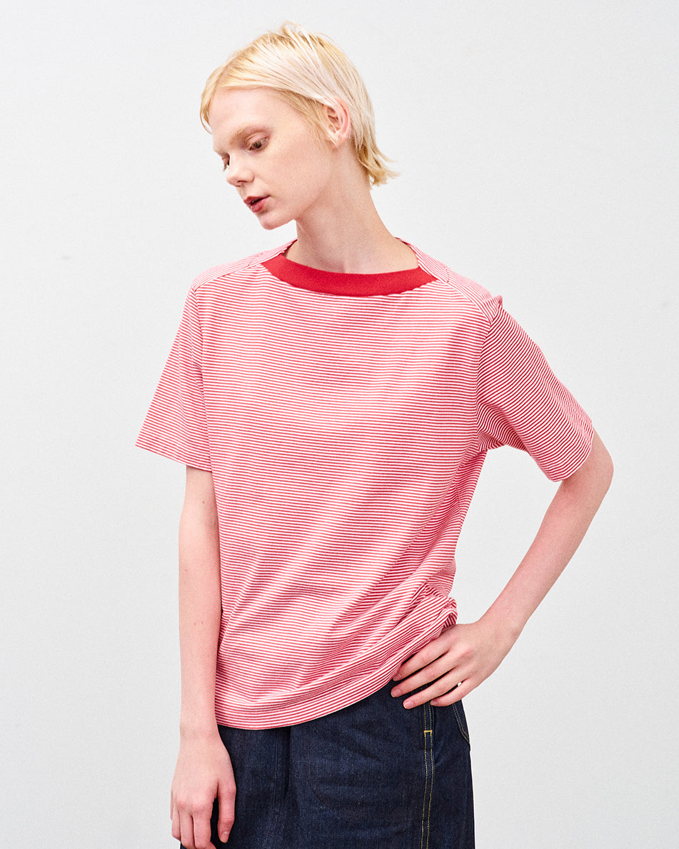 【 26SS 】ANATOMICA LADIES BRIGITTE TEE BORDER / RED