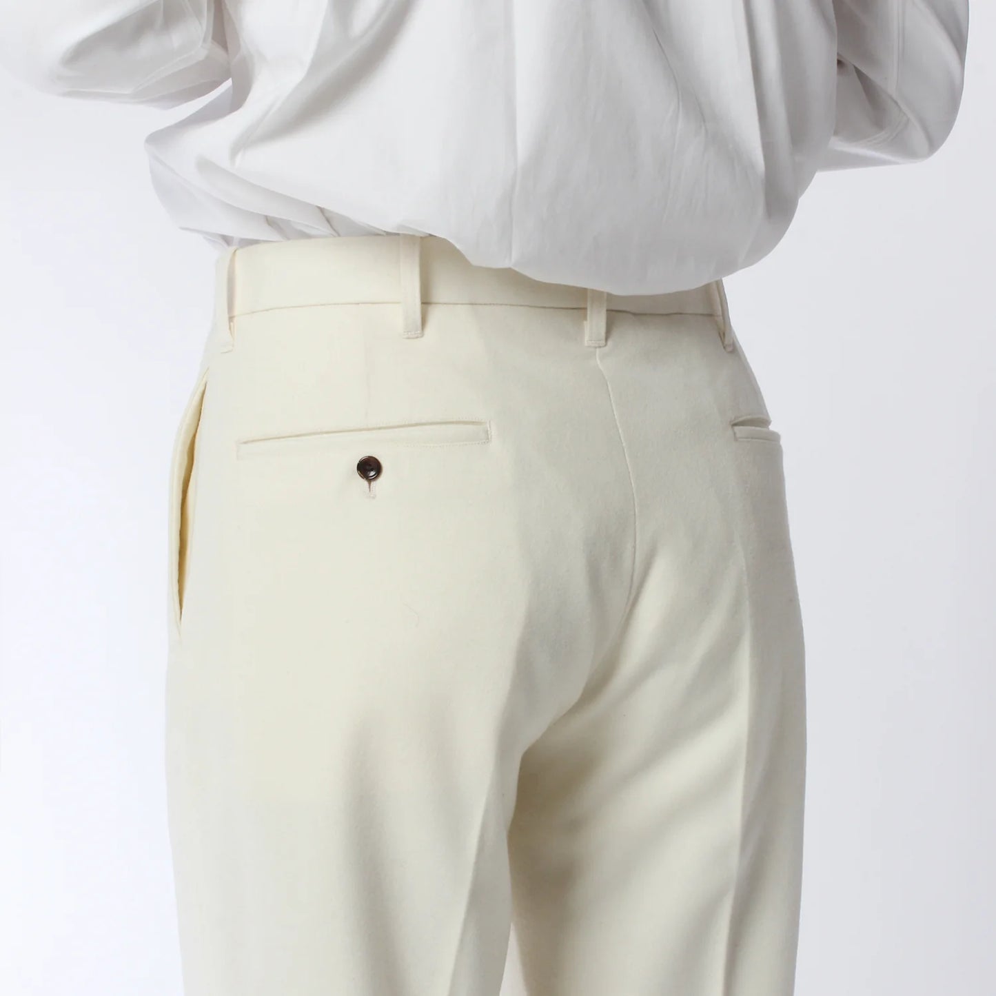 ANATOMICA TRIM STEM PANTS WOOL FLANNEL / IVORY