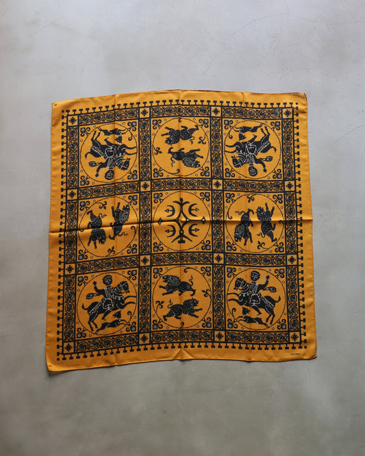 【 24FW 】ANATOMICA SQUARE SCARF MOSAIC ANIMALS / SAFFRON