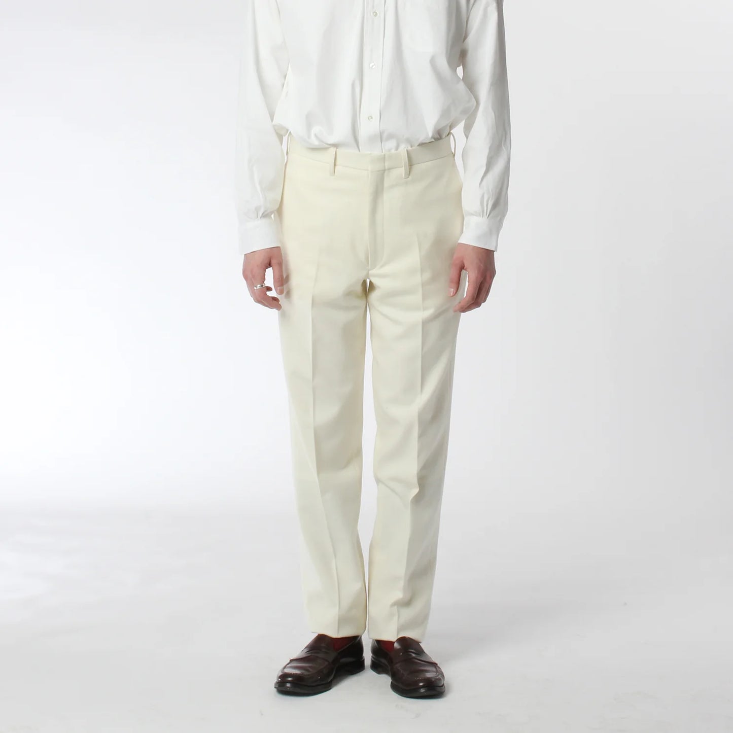 ANATOMICA TRIM STEM PANTS WOOL FLANNEL / IVORY