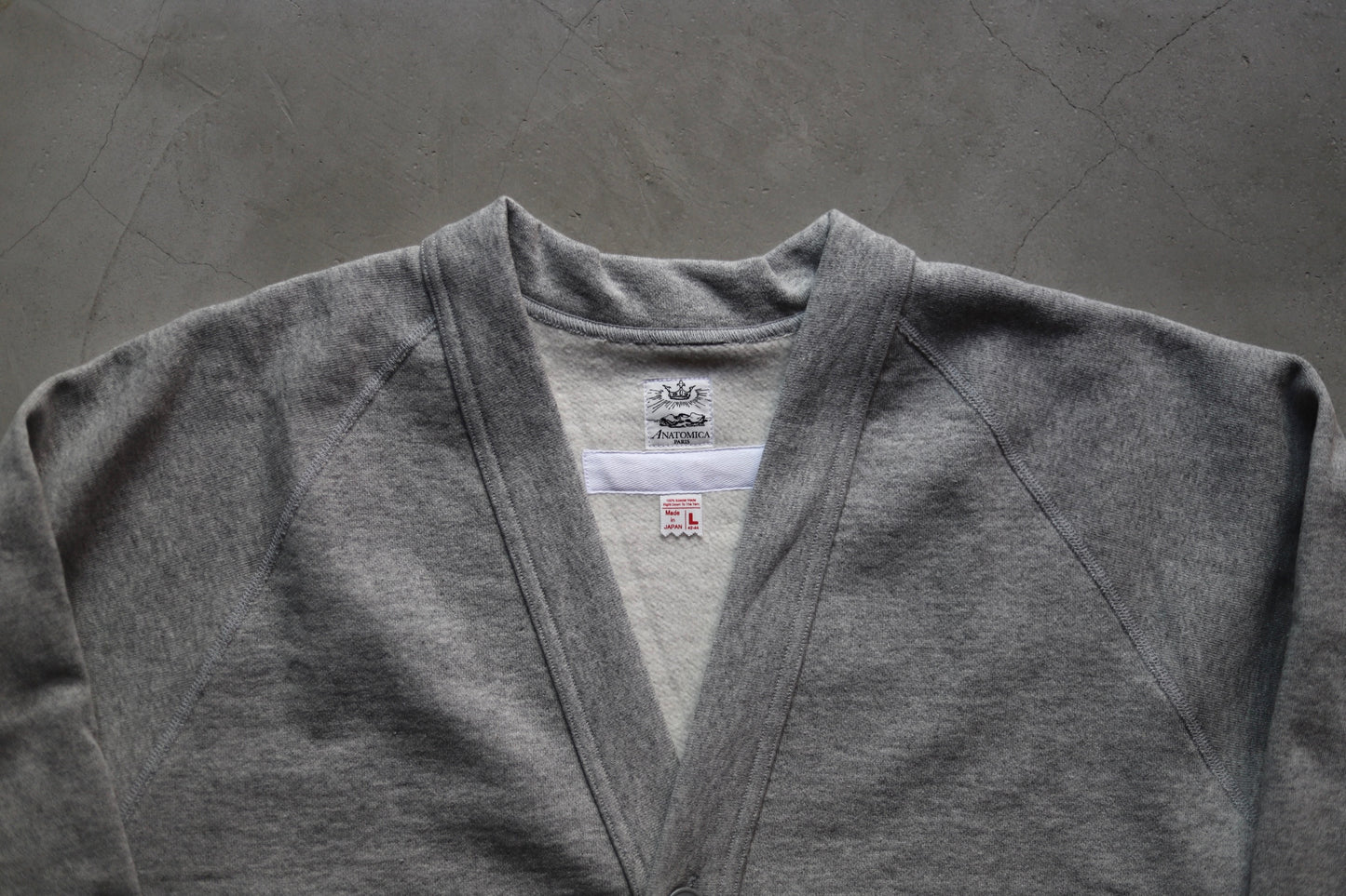 【 24FW 】ANATOMICA SWEAT RAGLAN CARDIGAN / GREY