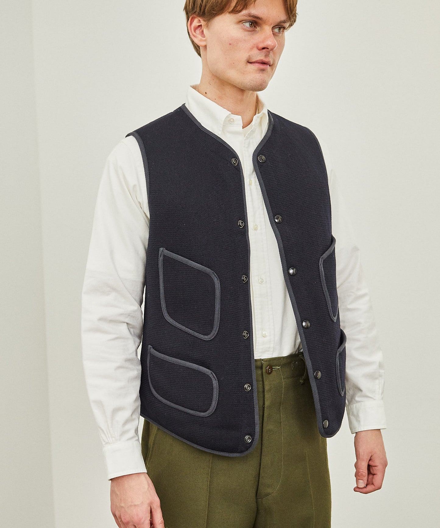 [21FW Restockage] Gilet de tissu Anatomica Beach / Navie sombre