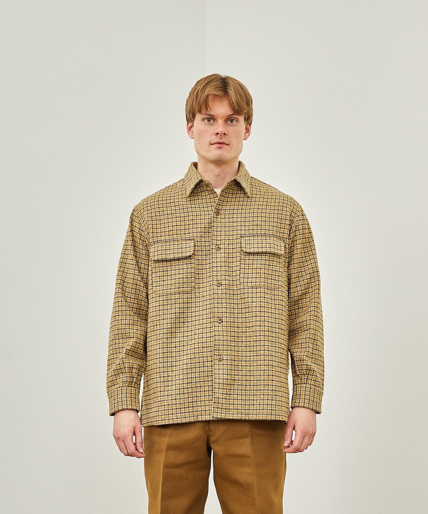 【 24FW 】BIGYANK ROGER SHIRT PLAID COTTON TWEED / BROWN