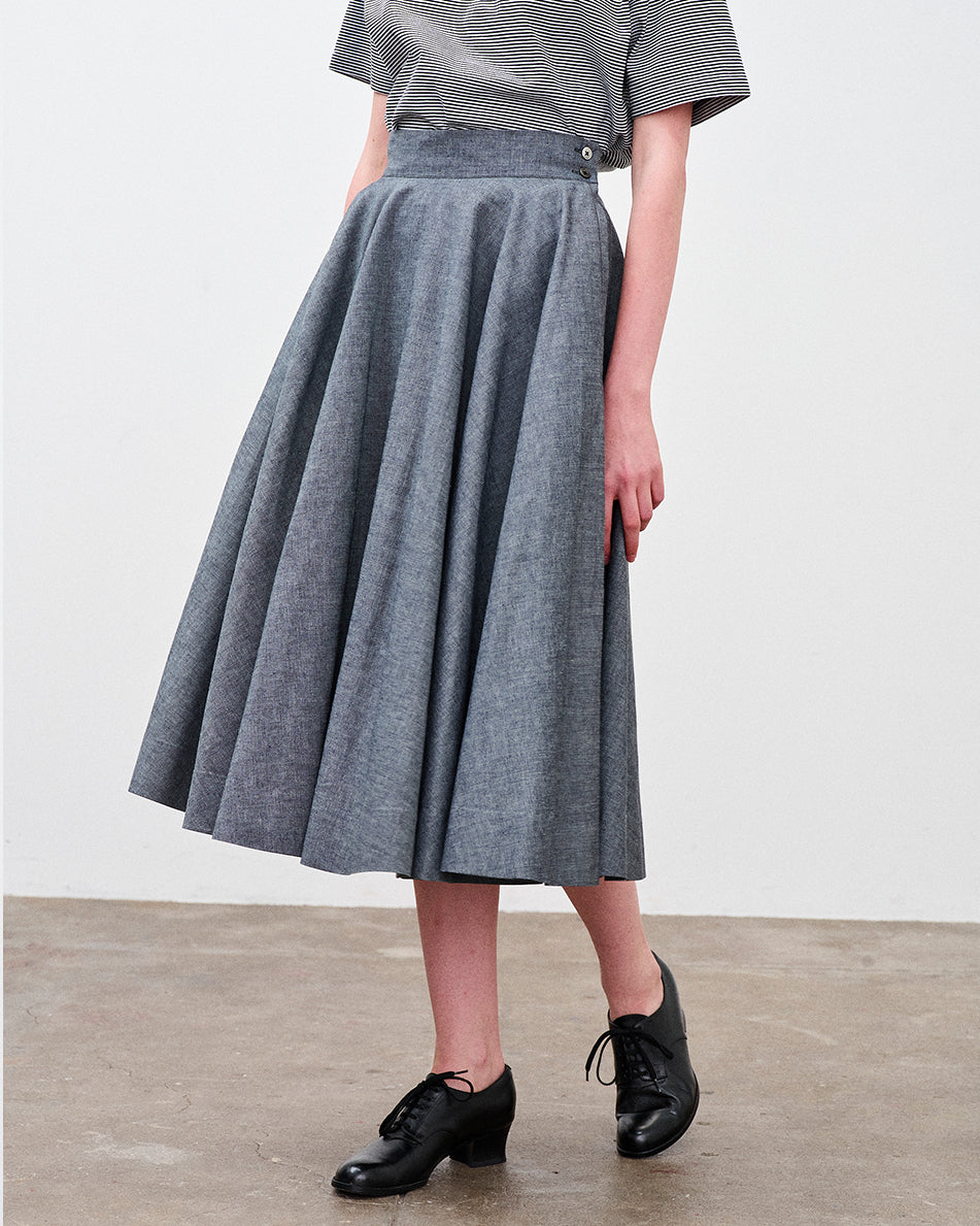 【 26SS 】ANATOMICA LADIES FRIDA SKIRT CHAMBRAY / BLACK