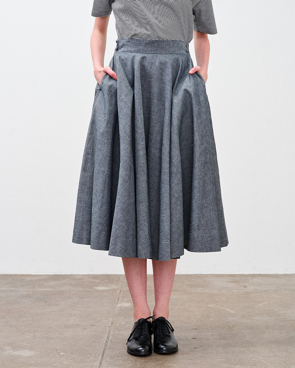 【 26SS 】ANATOMICA LADIES FRIDA SKIRT CHAMBRAY / BLACK